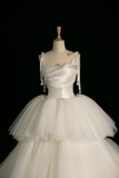 Elegant Wedding Dress Ball Gown Spaghetti Straps Tulle Sleeveless White Summer Long Wedding Dresses Bride Dress Bridal Gowns HZ1121