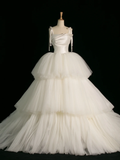 Elegant Wedding Dress Ball Gown Spaghetti Straps Tulle Sleeveless White Summer Long Wedding Dresses Bride Dress Bridal Gowns HZ1121