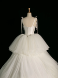 Elegant Wedding Dress Ball Gown Spaghetti Straps Tulle Sleeveless White Summer Long Wedding Dresses Bride Dress Bridal Gowns HZ1121