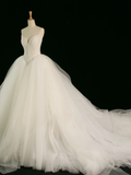 Elegant Wedding Dress Ball Gown Sweetheart Tulle Sleeveless White Summer Long Wedding Dresses Bride Dress Bridal Gowns HZ1121