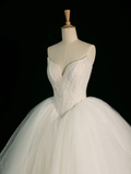 Elegant Wedding Dress Ball Gown Sweetheart Tulle Sleeveless White Summer Long Wedding Dresses Bride Dress Bridal Gowns HZ1121