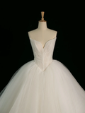 Elegant Wedding Dress Ball Gown Sweetheart Tulle Sleeveless White Summer Long Wedding Dresses Bride Dress Bridal Gowns HZ1121