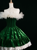 Cute Ball Gown Strapless Dark Green Short Velvet Formal 8th Grade Homecoming Dresses Summer Middle School Hoco Dress Homecoming Outfits HZ1121