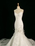 Pretty Wedding Dress Mermaid Sweetheart White Lace Long Vintage Wedding Dresses Bridal Gowns Brides Gown HZ1121