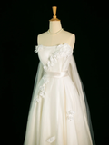 Pretty Wedding Dress A line Strapless White Tulle Long Vintage Wedding Dresses Bridal Gowns Brides Gown HZ1121