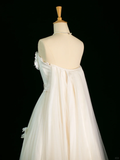 Pretty Wedding Dress A line Strapless White Tulle Long Vintage Wedding Dresses Bridal Gowns Brides Gown HZ1121