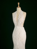 Pretty Wedding Dress Mermaid V Neck Sleeveless Lace Long Vintage Wedding Dresses Bridal Gowns Brides Gown HZ1121