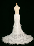 Pretty Wedding Dress Mermaid V Neck Sleeveless Lace Long Vintage Wedding Dresses Bridal Gowns Brides Gown HZ1121
