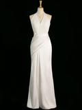 Chic Wedding Dress Mermaid Halter White Chiffon Sleeveless Long Vintage Wedding Dresses Bridal Gowns Brides Gown HZ1121