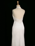 Chic Wedding Dress Mermaid Halter White Chiffon Sleeveless Long Vintage Wedding Dresses Bridal Gowns Brides Gown HZ1121