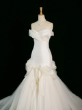 Pretty Wedding Dress Mermaid Sweetheart White Tulle Long Vintage Wedding Dresses Bridal Gowns Brides Gown HZ1121