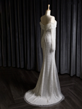 Vintage Wedding Dress Mermaid Off The Shoulder White Long Sleeves Sequin Long Wedding Dresses Bridal Gowns Brides Gown HZ1121