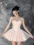 Cute Ball Gown Sweetheart Pink Lace Short Summer Homecoming Dress Hoco Dress Birthday Outfit 21st Birthday Mini Party Dresses HZ1121