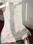 Pretty A Line High Neck White Lace Short Summer Homecoming Dress Hoco Dress Birthday Outfit 21st Birthday Mini Party Dresses HZ1121
