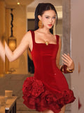 Pretty Sheath Square Black Velvet Short Formal 8th Grade Homecoming Dresses Middle School Hoco Dress Graduation Outfits HZ1121