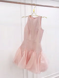Pretty A line Scoop Pink Satin Short Formal 8th Grade Homecoming Dresses Summer Middle School Hoco Dress 6th Grade Graduation Outfits HZ1121