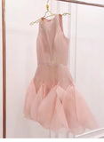 Pretty A line Scoop Pink Satin Short Formal 8th Grade Homecoming Dresses Summer Middle School Hoco Dress 6th Grade Graduation Outfits HZ1121