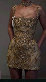 Pretty Sheath Square Neck Sleeveless Gold Short Formal 8th Grade Homecoming Dresses Summer Middle School Hoco Dress Homecoming Outfits HZ1121