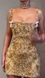 Pretty Sheath Square Neck Sleeveless Gold Short Formal 8th Grade Homecoming Dresses Summer Middle School Hoco Dress Homecoming Outfits HZ1121