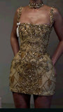 Pretty Sheath Square Neck Sleeveless Gold Short Formal 8th Grade Homecoming Dresses Summer Middle School Hoco Dress Homecoming Outfits HZ1121