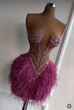 Trendy Sheath Spaghetti Straps Feathers Mini Short Formal 8th Grade Homecoming Dresses Summer Middle School Hoco Dress Homecoming Outfits HZ1121