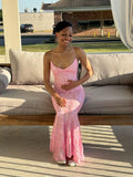 Elegant Mermaid Halter Sequin Sequin Long Prom Dresses Party Dress Summer 21st Birthday Outfits 18th Birthday Dresses HZ1121