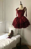 Pretty Ball Gown Spaghetti Straps Burgundy Short Formal 8th Grade Homecoming Dresses Summer Middle School Hoco Dress 6th Grade Graduation Outfits 21st Birthday Dress HZ1121