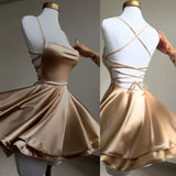 Fancy Short Hoco Dresses A line Backless Mini Formal 8th Grade Homecoming Dresses Summer Middle School Satin Homecoming Outfits HZ1121