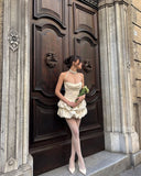 Fancy Short Hoco Dresses A line Halter Satin Mini Formal 8th Grade Homecoming Dresses Summer Middle School Homecoming Outfits HZ1121