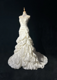 Vintage Wedding Dress 1950s 1940s Mermaid Spaghetti Straps Layers Ruffles White Satin Long Wedding Dresses Bridal Gowns Brides Gown HZ1121