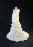 Vintage Wedding Dress 1950s 1940s Mermaid Spaghetti Straps Layers Ruffles White Satin Long Wedding Dresses Bridal Gowns Brides Gown HZ1121