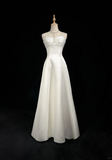 Vintage Wedding Dress A line Spaghetti Straps White Satin Sleeveless Long Vintage Wedding Dresses Bridal Gowns Brides Gown With Cape HZ1121