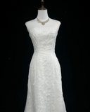 Vintage Wedding Dress 1950s 1940s Mermaid Strapless Lace White Long Wedding Dresses Bridal Gowns Brides Gown HZ1121