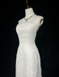 Vintage Wedding Dress 1950s 1940s Mermaid Strapless Lace White Long Wedding Dresses Bridal Gowns Brides Gown HZ1121