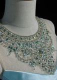 Pretty Ball Gown Scoop Neck Blue Satin Silver Beads Short Formal 8th Grade Homecoming Dresses Summer Middle School Hoco Dress 6th Grade Graduation Outfits HZ1121