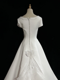 Vintage Wedding Dress 1950s 1940s Ball Gown Square Neck Lace White Long Wedding Dresses Bridal Gowns Brides Gown HZ1121