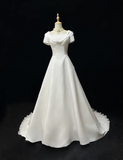 Vintage Wedding Dress 1950s 1940s Ball Gown Square Neck Lace White Long Wedding Dresses Bridal Gowns Brides Gown HZ1121