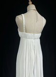 Vintage Wedding Dress 1950s 1940s A line Square Neck Chiffon White Long Wedding Dresses Bridal Gowns Brides Gown HZ1121