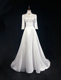 Vintage Wedding Dress 1950s 1940s Ball Gown Square Neck Satin White Long Wedding Dresses Bridal Gowns Brides Gown HZ1121