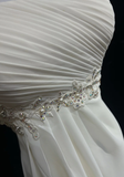 Vintage Wedding Dress A line Strapless Chiffon White Sleeveless Long Beach Wedding Dresses Bridal Gowns Brides Gown With Beads HZ1121