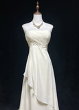 Vintage Wedding Dress A line Strapless Chiffon White Sleeveless Long Beach Wedding Dresses Bridal Gowns Brides Gown With Beads HZ1121