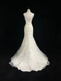 Vintage Wedding Dress 1950s 1940s Mermaid Scoop Lace White Long Wedding Dresses Bridal Gowns Brides Gown HZ1121