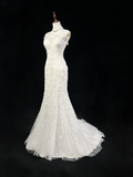 Vintage Wedding Dress 1950s 1940s Mermaid Scoop Lace White Long Wedding Dresses Bridal Gowns Brides Gown HZ1121