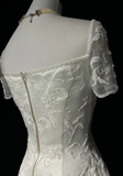 Retro Wedding Dress 1950s 1940s A line Square Neck Satin White Long Wedding Dresses Bridal Gowns Brides Gown HZ1121