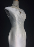Modest Wedding Dress Sheath Scoop White Satin Summer Short Wedding Dresses Bride Dress Bridal Gowns HZ1121