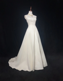 Retro Wedding Dress 1950s 1940s Ball Gown Strapless Satin Lace White Long Wedding Dresses Bridal Gowns Brides Gown HZ1121