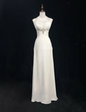 Vintage Wedding Dress 1970s A line Halter Chiffon White Long Wedding Dresses Bridal Gowns Elegant Brides Gown HZ1121