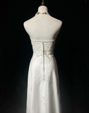 Vintage Wedding Dress 1970s High Low Strapless Lace White Long Wedding Dresses Bridal Gowns Elegant Brides Gown HZ1121