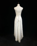 Vintage Wedding Dress 1970s High Low Strapless Lace White Long Wedding Dresses Bridal Gowns Elegant Brides Gown HZ1121