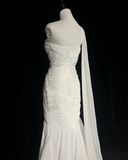 Retro Wedding Dress 1950s 1940s Mermaid One Shoulder Chiffon White Long Wedding Dresses Bridal Gowns Brides Gown HZ1121